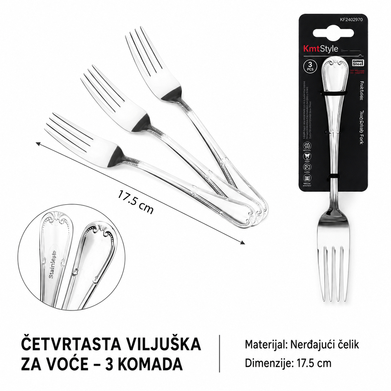 KMT Desertna viljuška sa cvetnom drškom 2402970