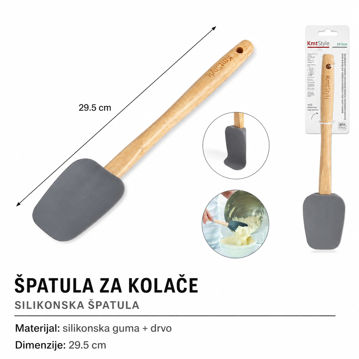 KMT Silikonska četka za premazivanje puterom sa drvenom drškom 2403003