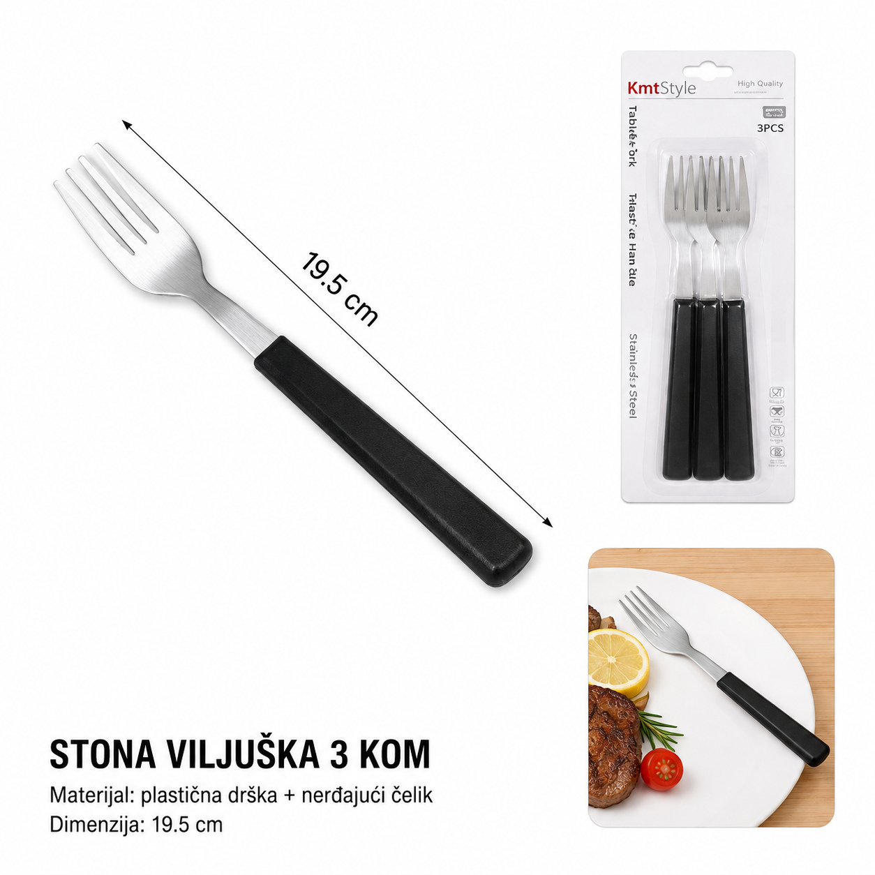 KMT Crna plastična ručka viljuške 2406015