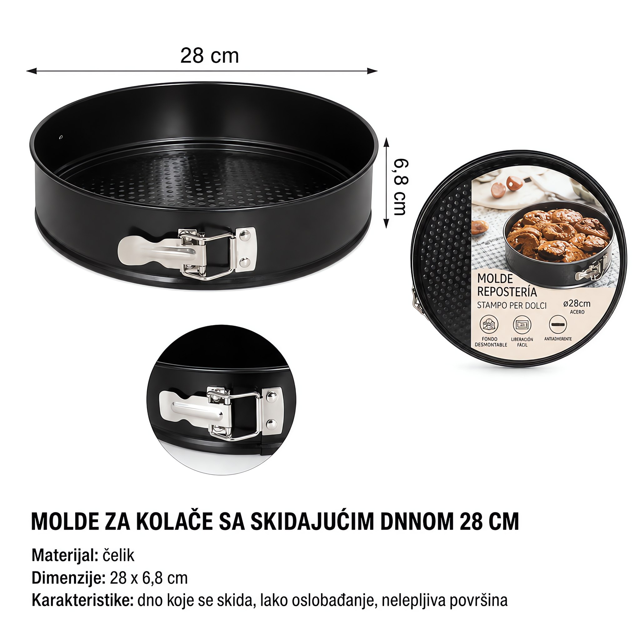 KMT Okrugli kalup za tortu sa kopčom 2406143