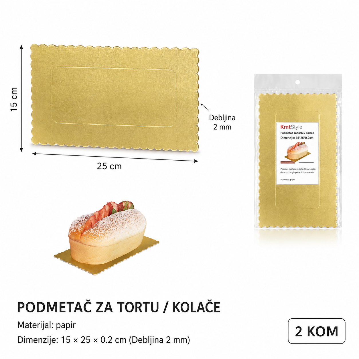 KMT Pravougaona zlatna podloga za tortu 2406194