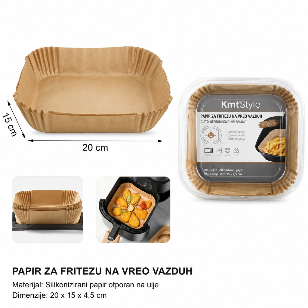 KMT Kvadratna prirodna šolja za friteze 2406207