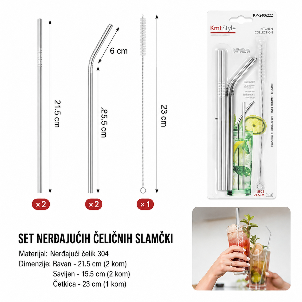 KMT Slamka od nerđajućeg čelika 2406222
