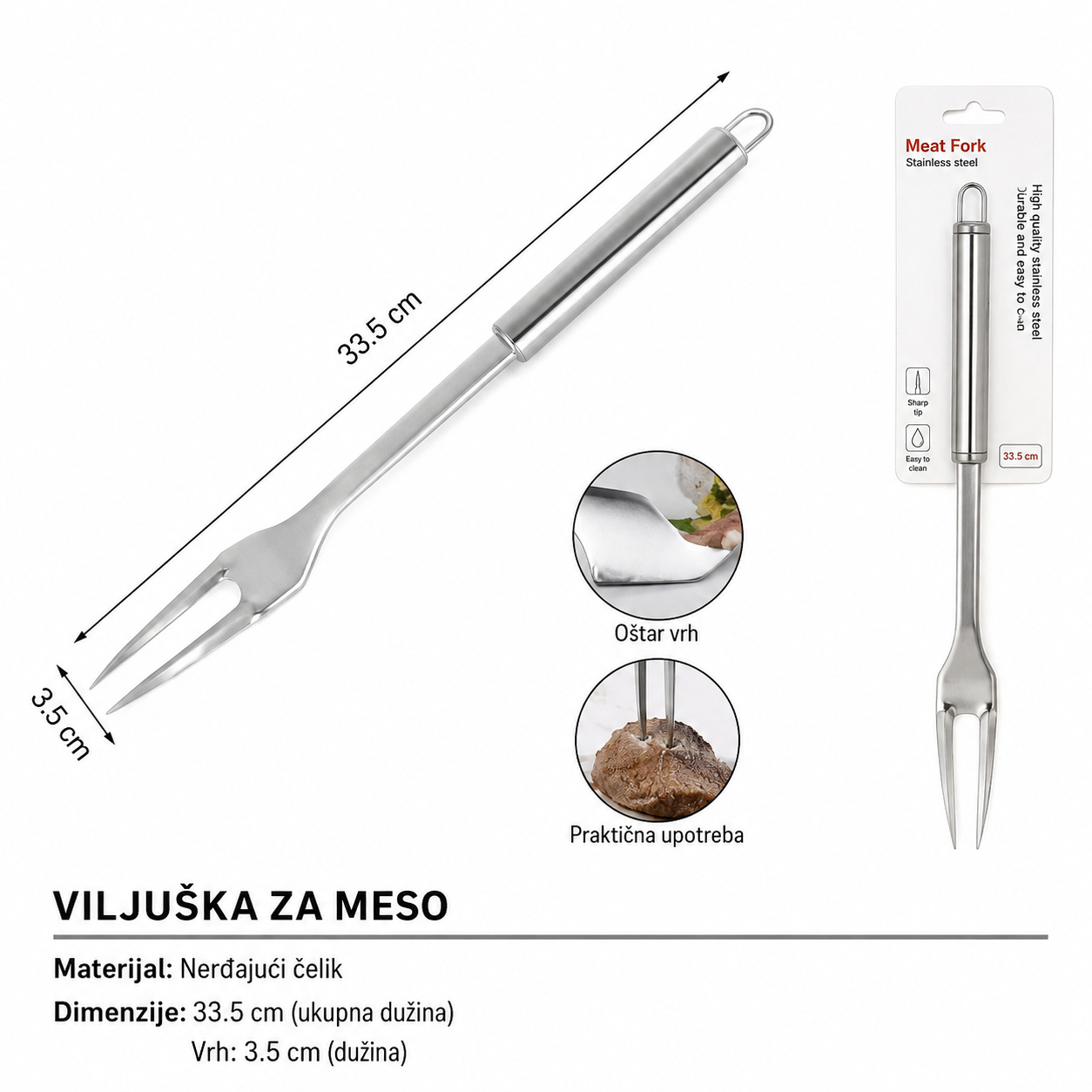 KMT Viljuška sa okruglom ručkom od nerđajućeg čelika 2406576