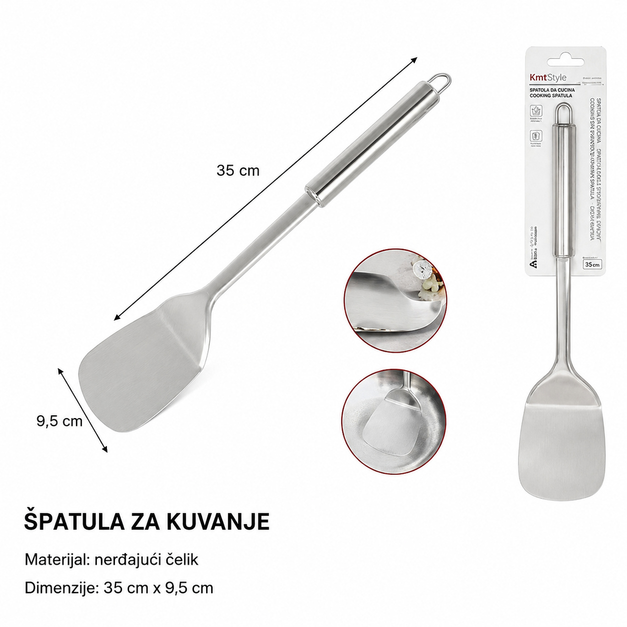 KMT Ravna lopata sa okruglom ručkom od nerđajućeg čelika 2406581