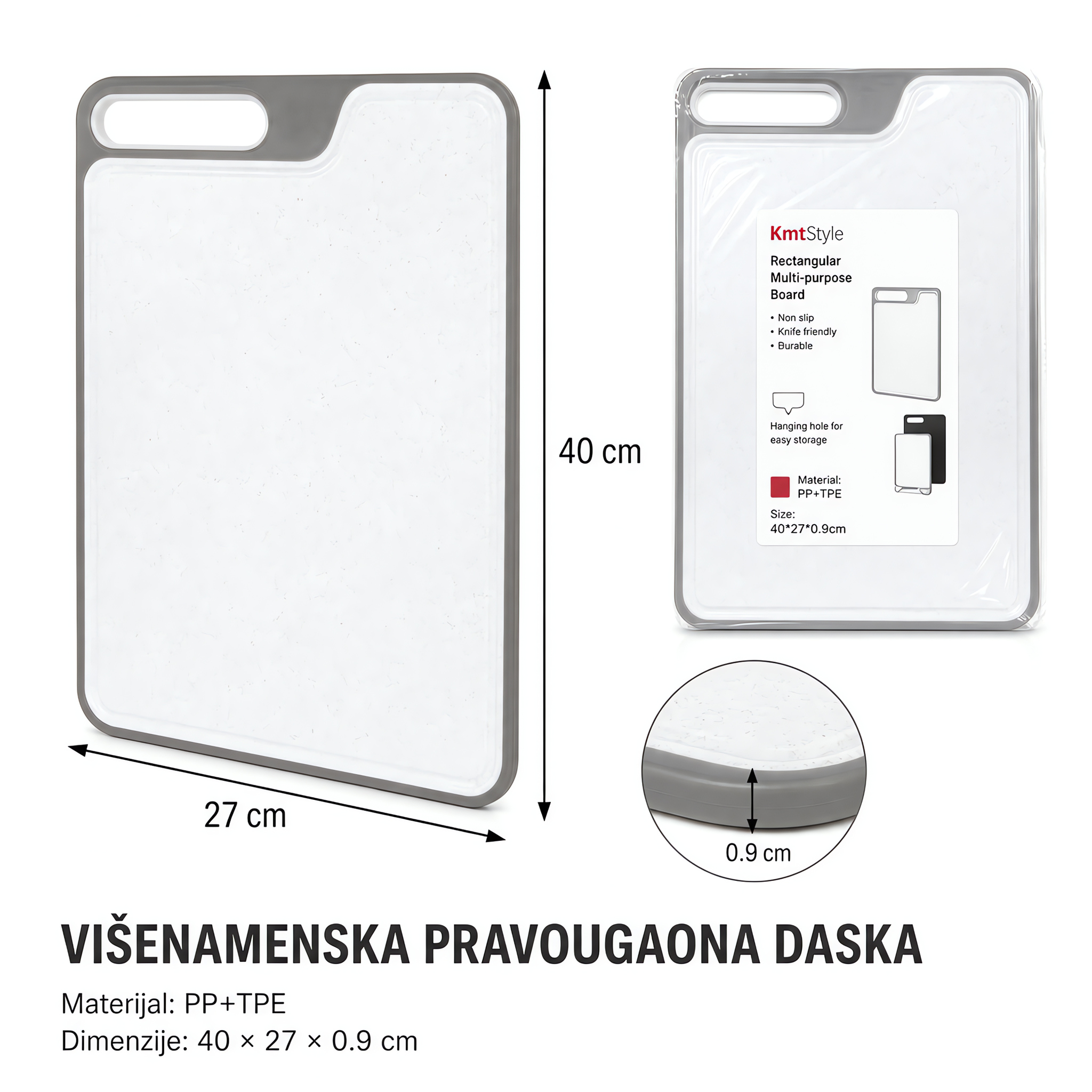 KMT Plastična daska za sečenje sa belim mermernim uzorkom 2406797