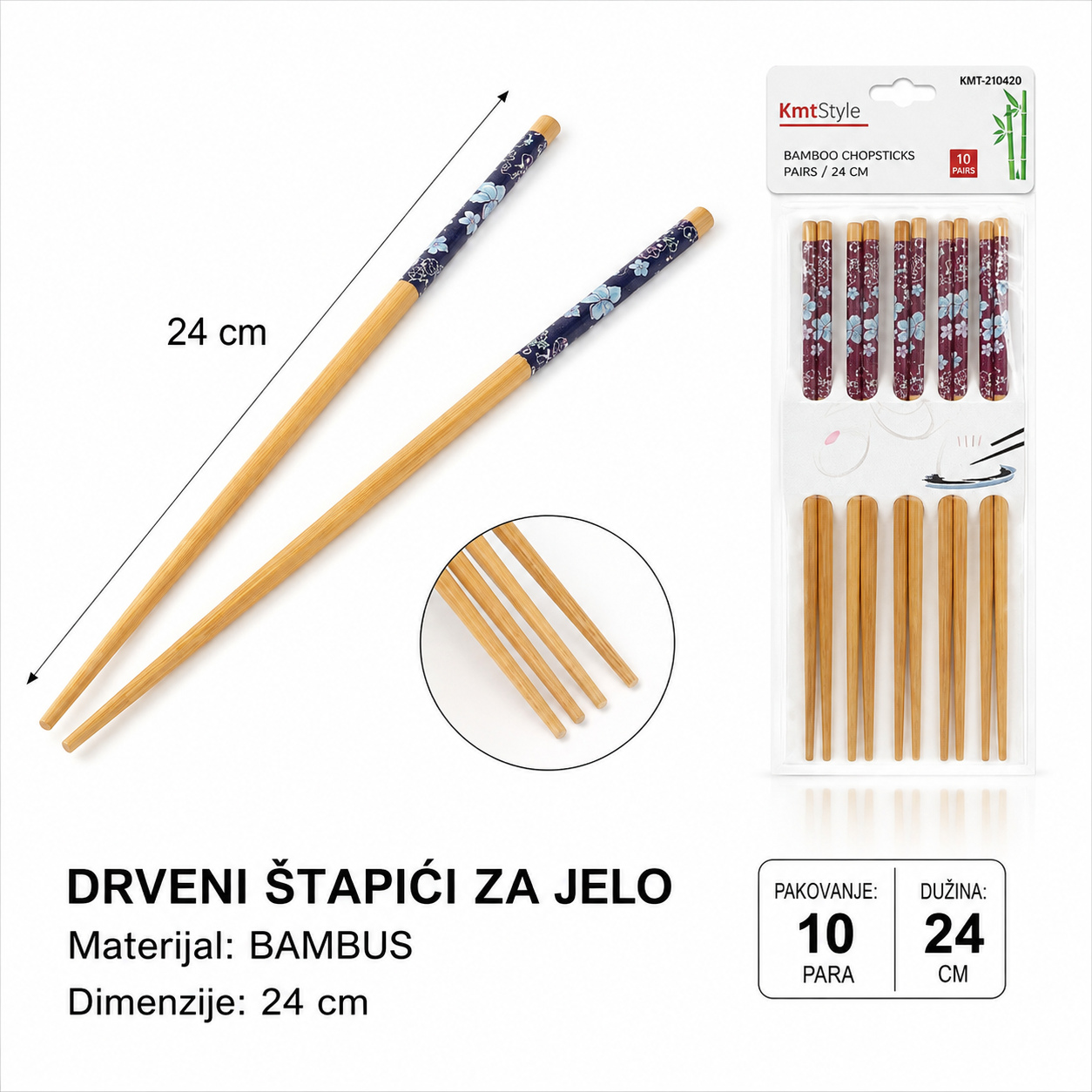 KMT Printovane šiljaste štapiće 5 parova 2406804