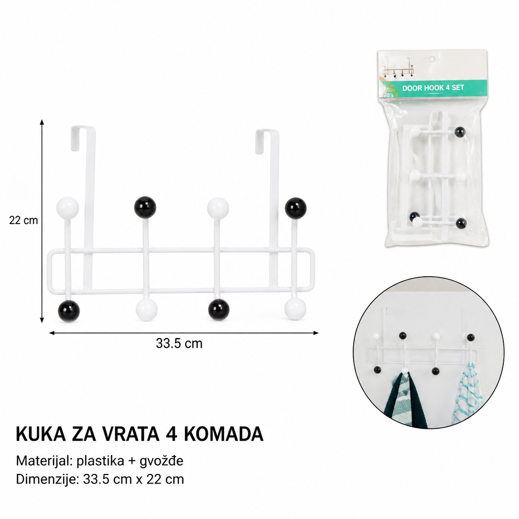 KMT Crno-beli perle 4 kuka vrata kuka, mat bela 2406811