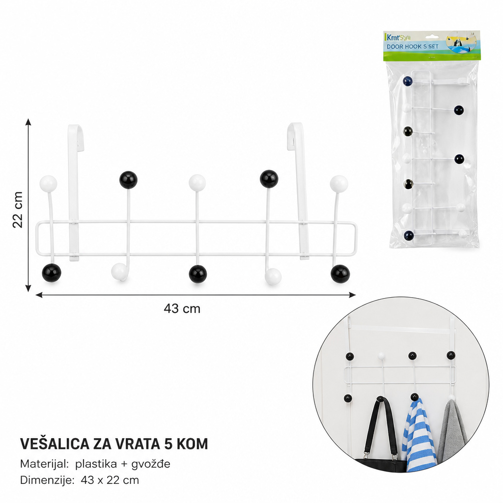 KMT Crno-beli perle 5 kuka vrata kuka, mat bela 2406812