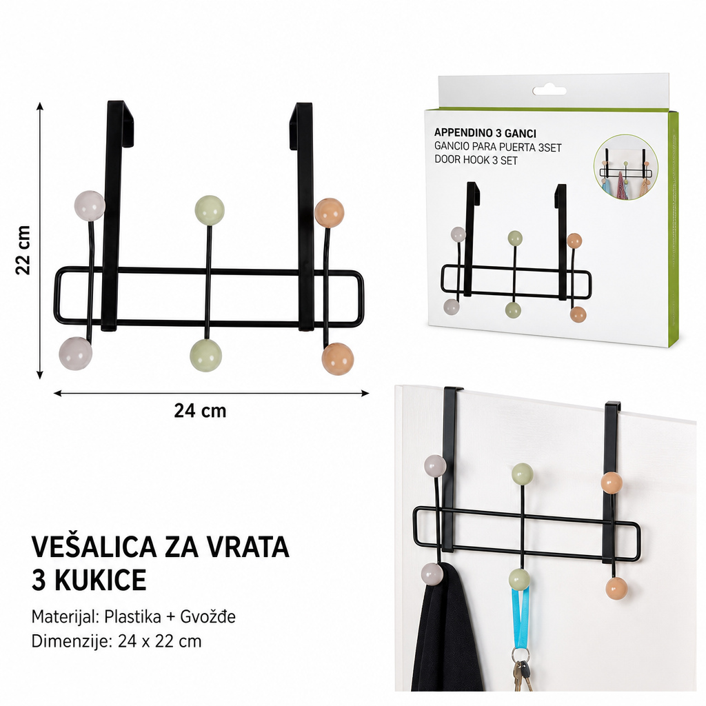 KMT Kolor perle 3 kuka vrata kuka, mat crna 2406813