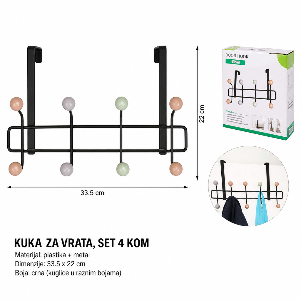 KMT Kolor perle 4 kuka vrata kuka, mat crna 2406814