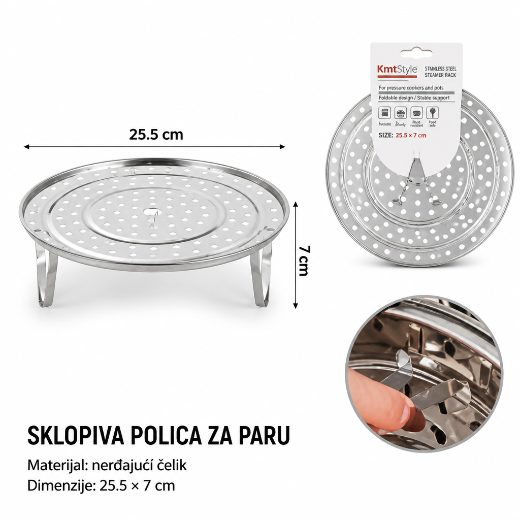 KMT Parni stalak od nerđajućeg čelika 2406987