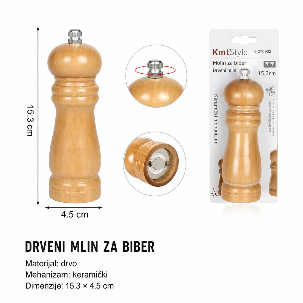 KMT Mlin za biber u boji drveta 2407090
