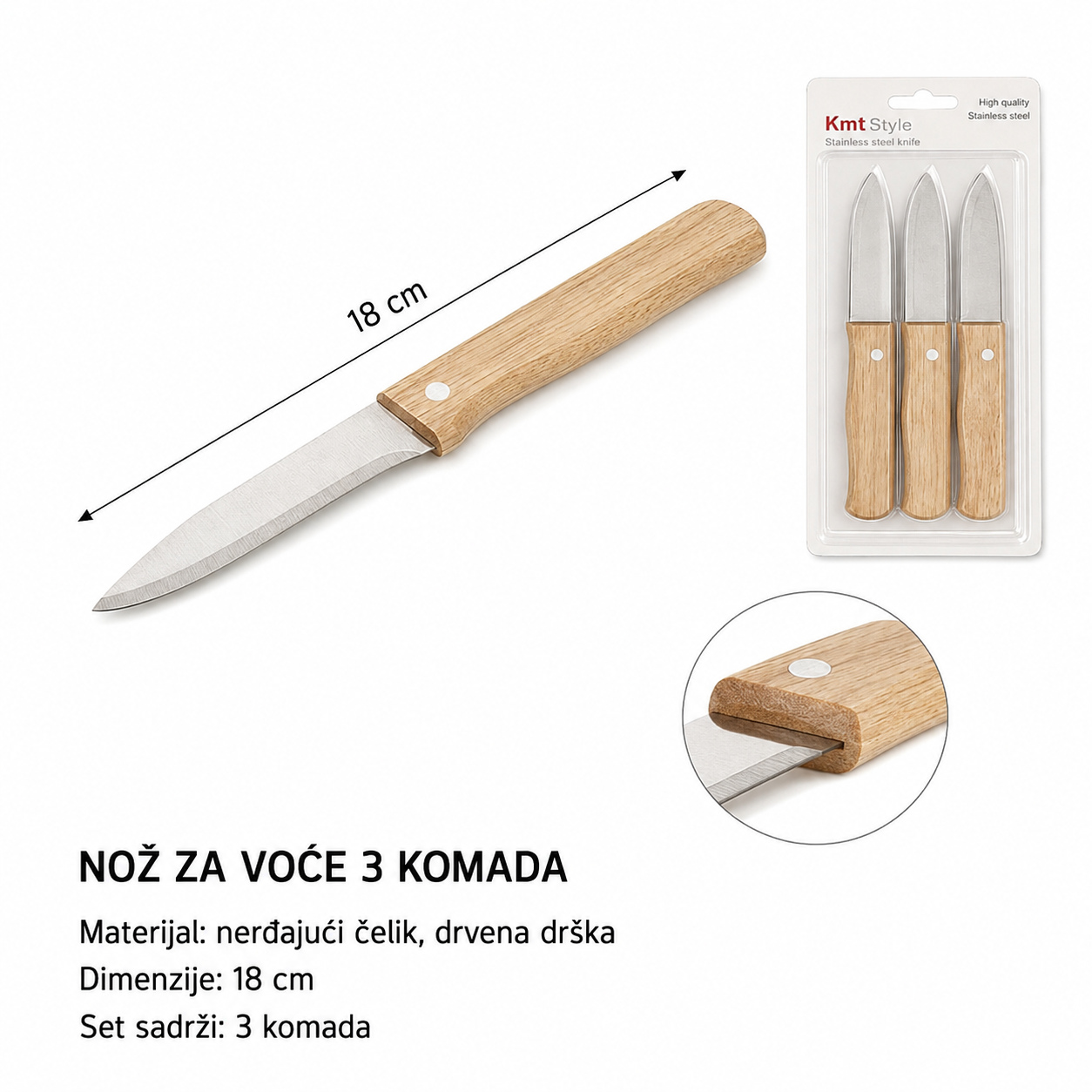 KMT Nož za voće sa drvenom drškom 2407172