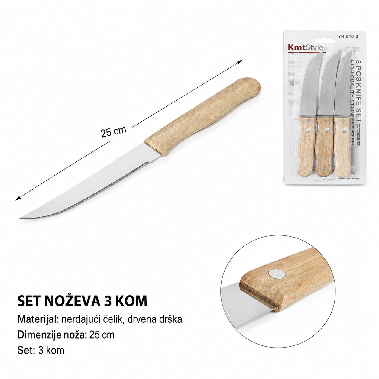 KMT nož sa grubim zubima sa drvenom drškom 2407176