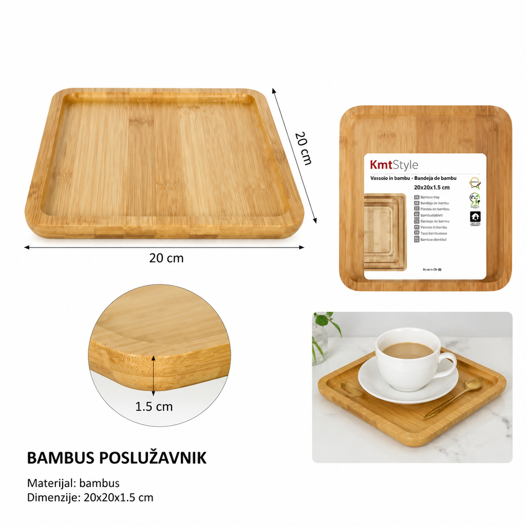 KMT Kvadratna posuda za skladištenje od bambusa 2407338