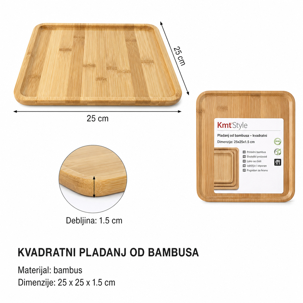 KMT Kvadratna posuda za skladištenje od bambusa 2407339