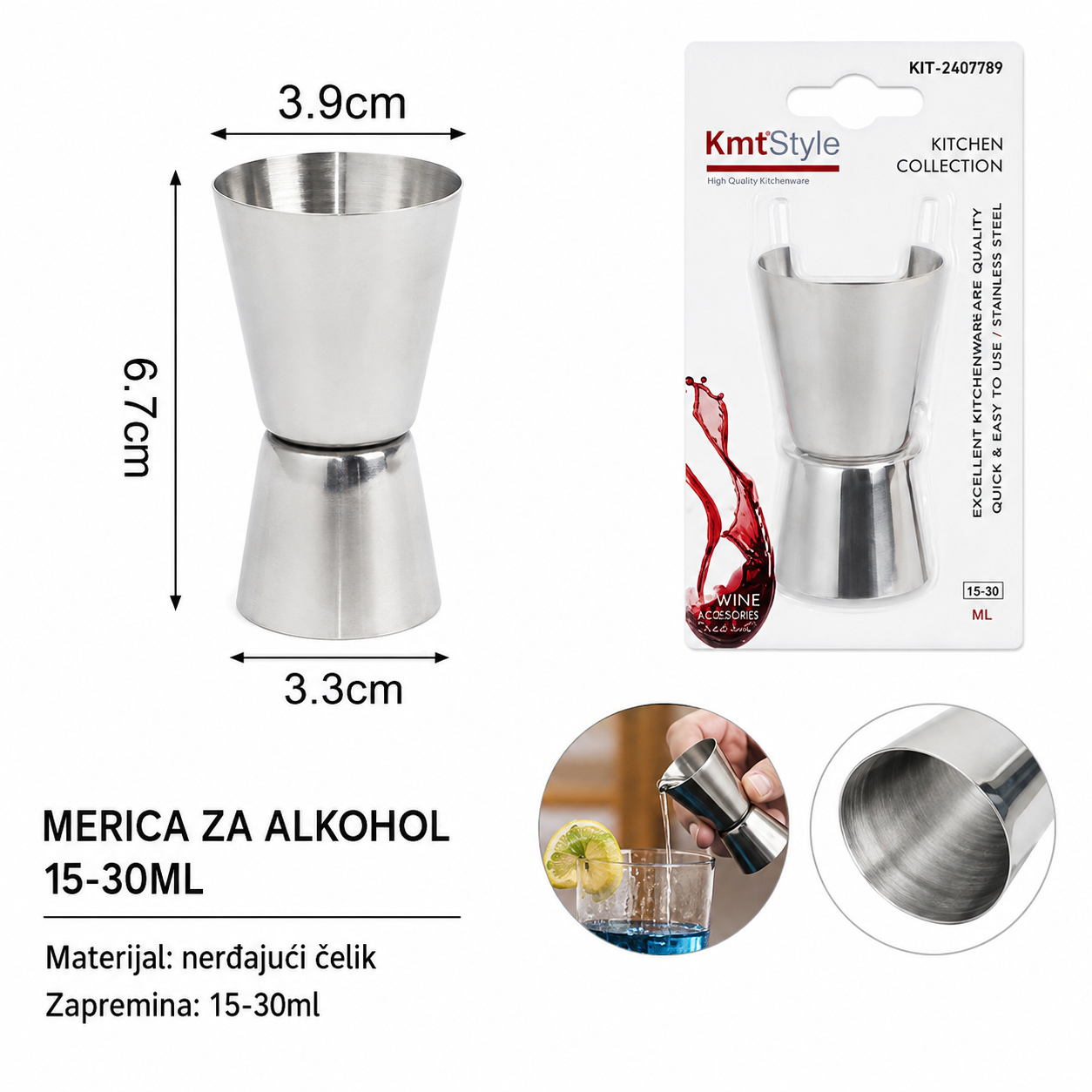 KMT Dvoglava merna čaša od nerđajućeg čelika 2407789
