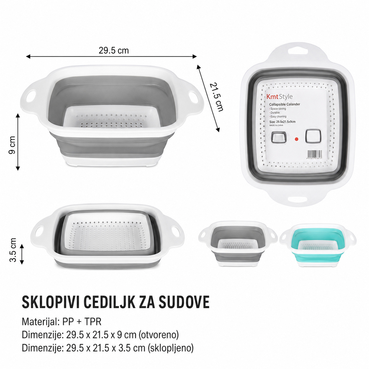 KMT Velika kvadratna drenažna korpa 2407862