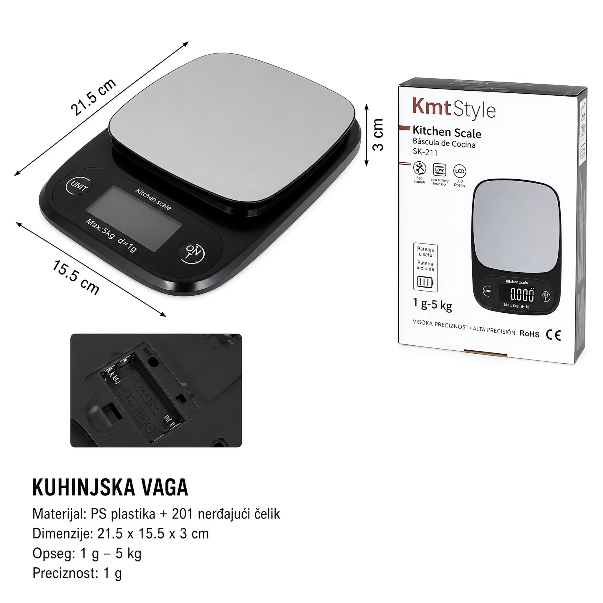 KMT Kuhinjska vaga od nerđajućeg čelika 2407997