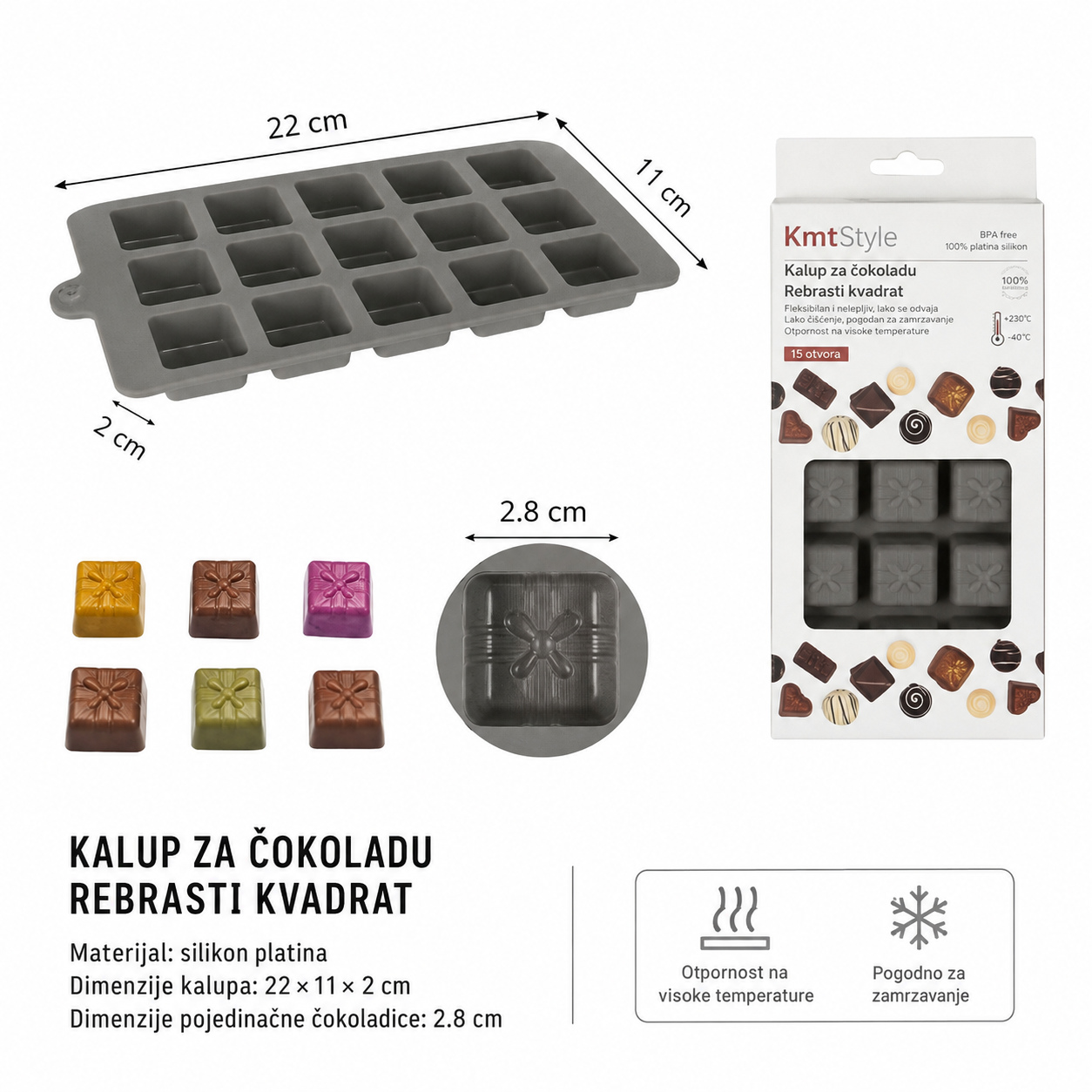 KMT Čokoladni silikonski kalup (kockasti) 2416092