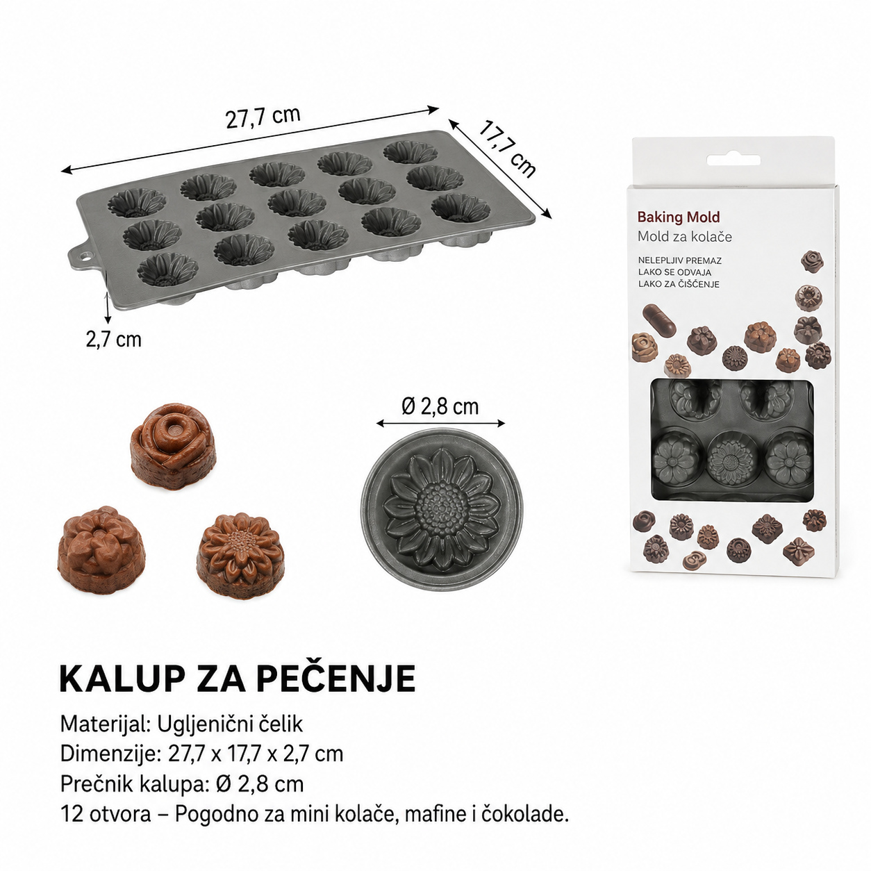 KMT Čokoladni silikonski kalup (kombinacija oblika cveća) 2416095