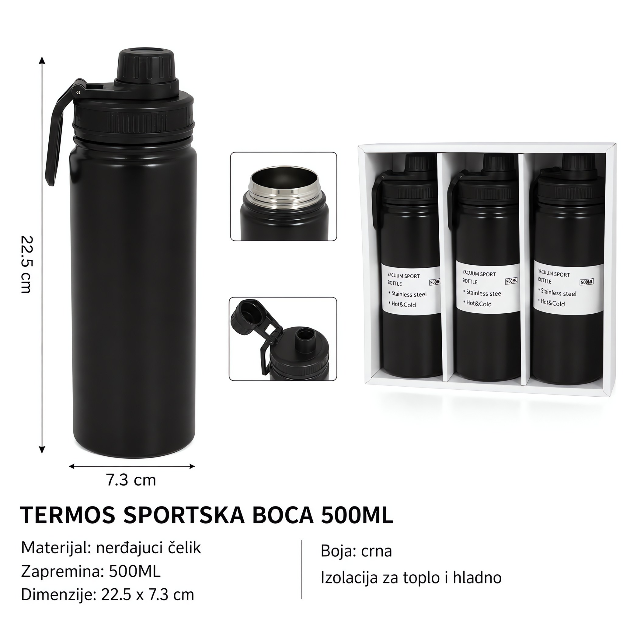 KMT Crna vakuumska sportska boca 2419712
