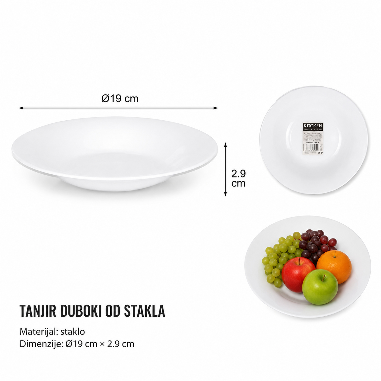KMT Stakleni duboki tanjir sa okruglim ivicama 2419899