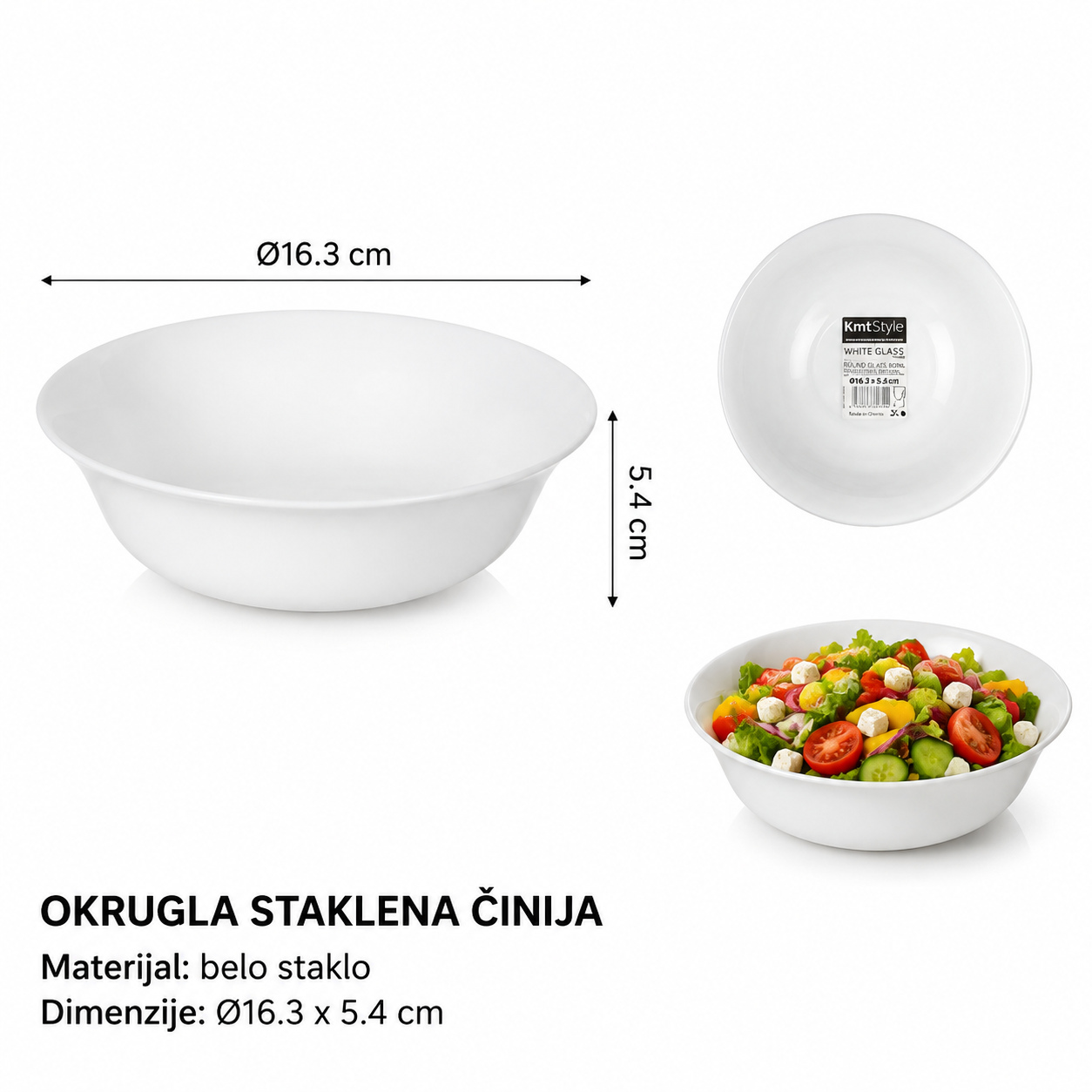 KMT Staklena okrugla činija sa okruglim ivicama 2419922