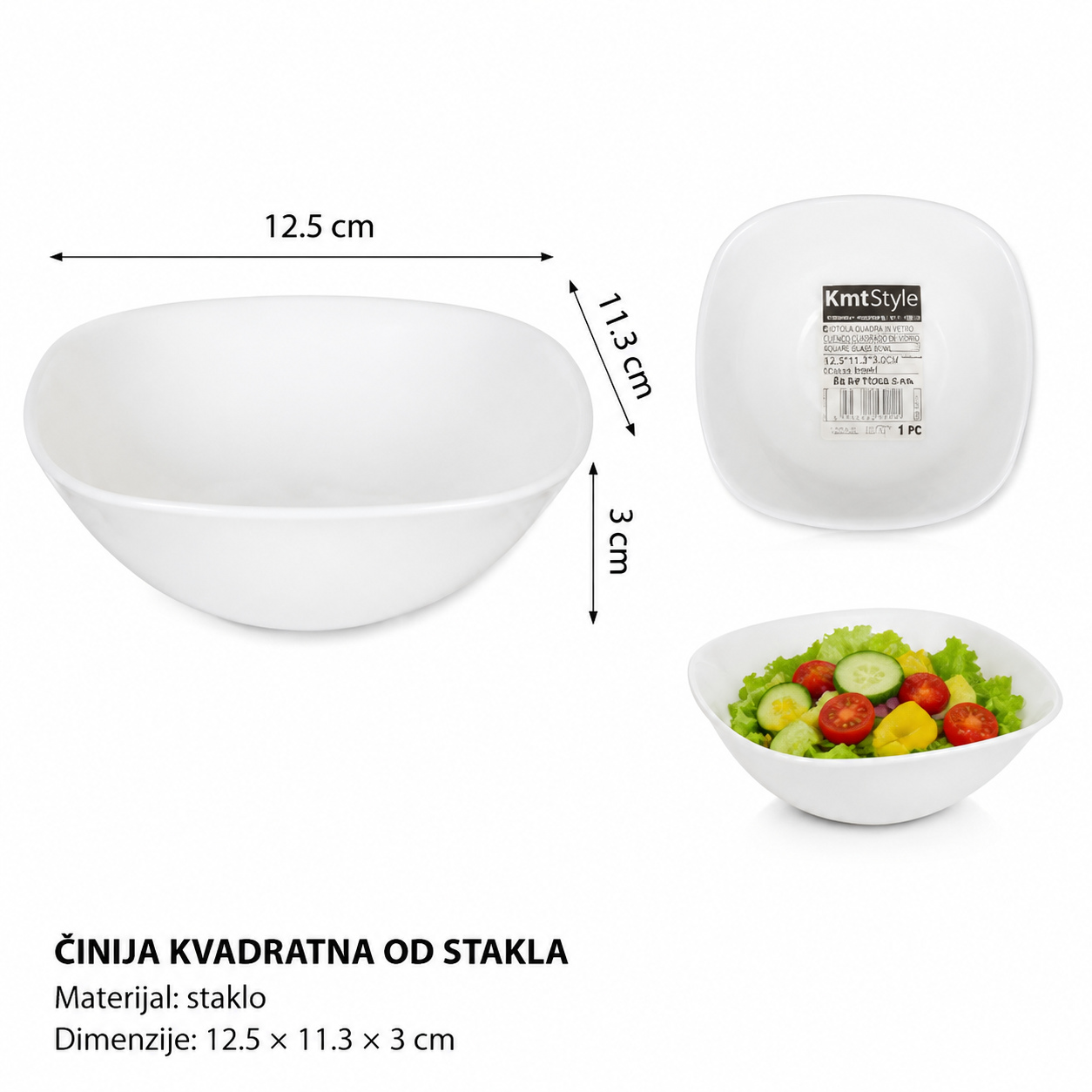 KMT Staklena kvadratna činija sa okruglim ivicama 2419926
