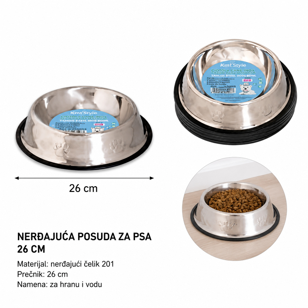 KMT Posuda za pse od nerđajućeg čelika 26CM 2703203