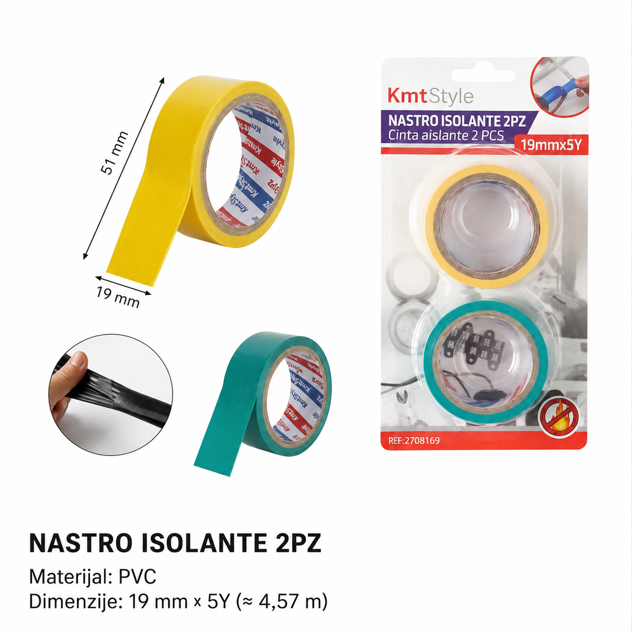 KMT Izolacioni električni lepak (žuti 1 + zeleni 1) 2708169