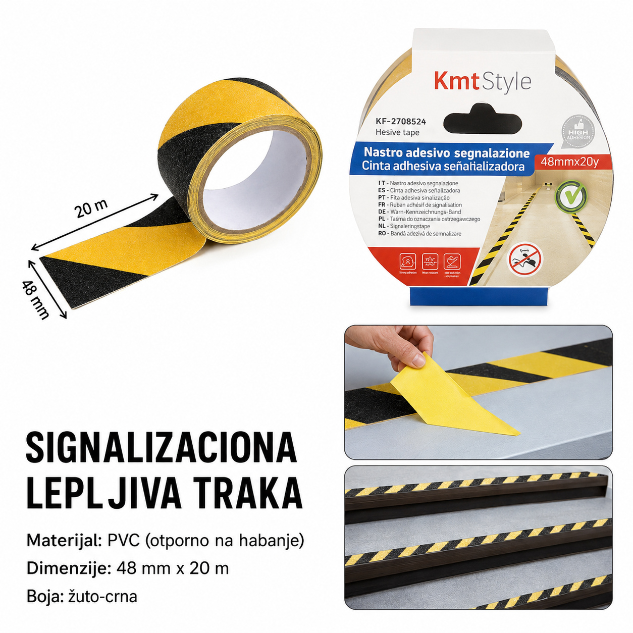 KMT Lepljiva traka za upozorenje (žuta i crna) 2708524