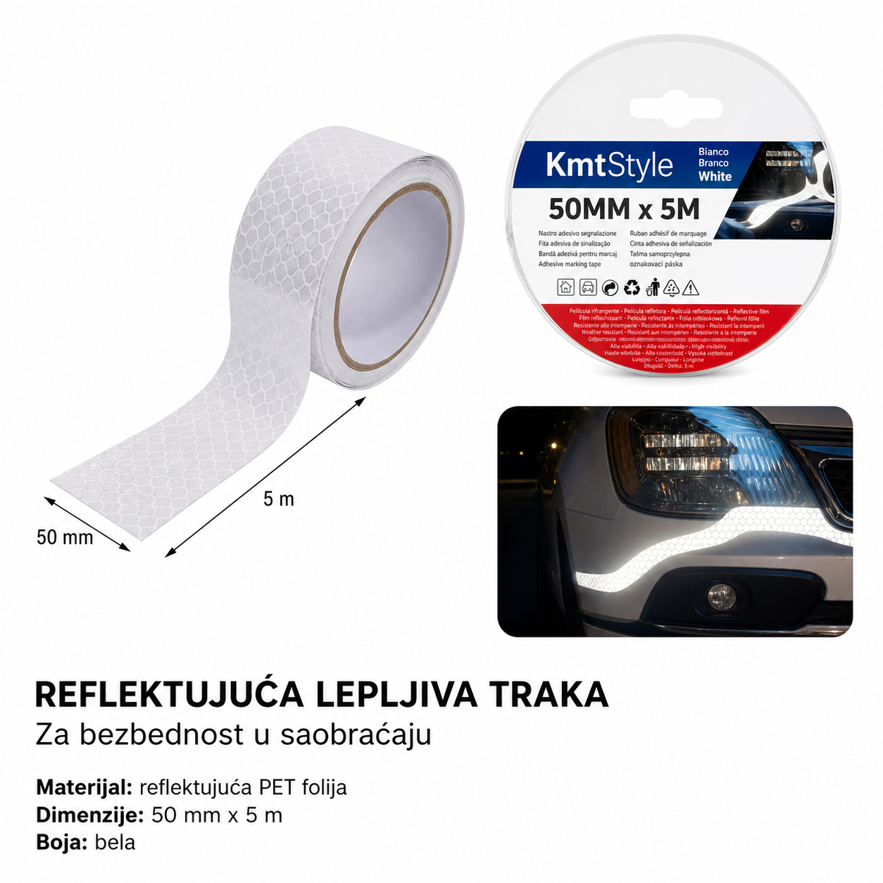 KMT Reflektirajuća traka upozorenja bela 2708525