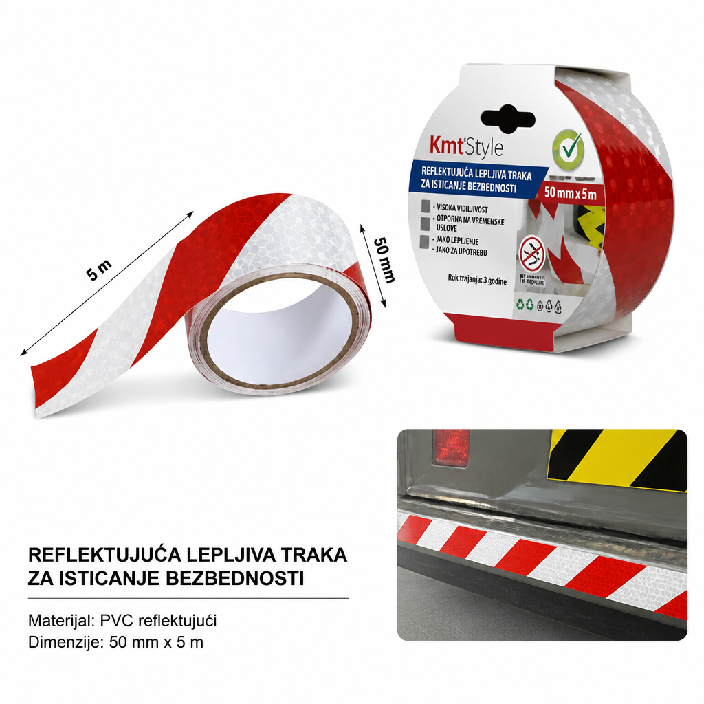 KMT Reflektujuća traka upozorenja od kepera crveno-bela 2708528