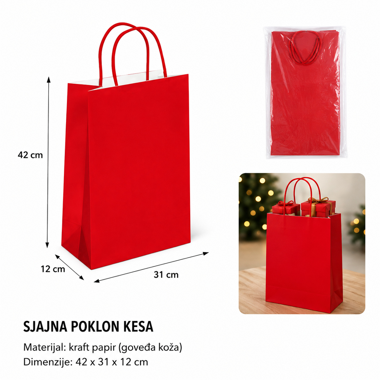 KMT kraft papir (crvena) 42*31*12CM 278695