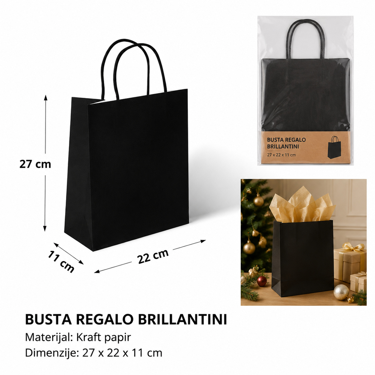 KMT kraft papir (crni) 27*22*11CM 278767