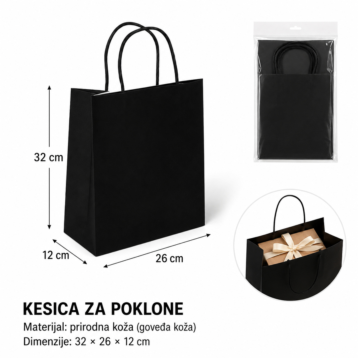 KMT Kraft papirna kesa, crna 278812