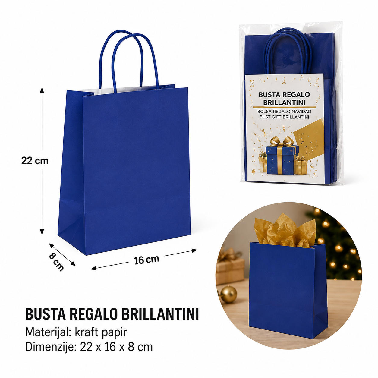 KMT kraft papir (tamno plavi) 22*16*8CM 278815