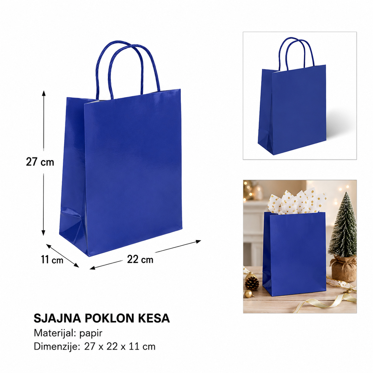 KMT kraft papir (tamno plavi) 27*22*11CM 278816