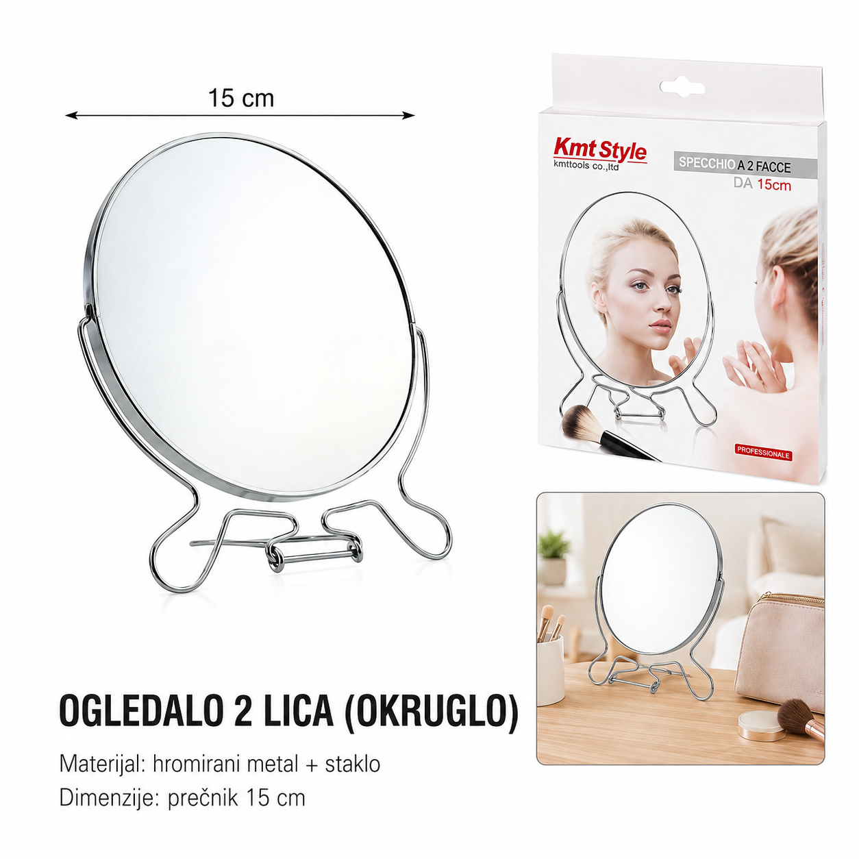 KMT Dvostrano ogledalo okruglog metalnog okvira 2802679