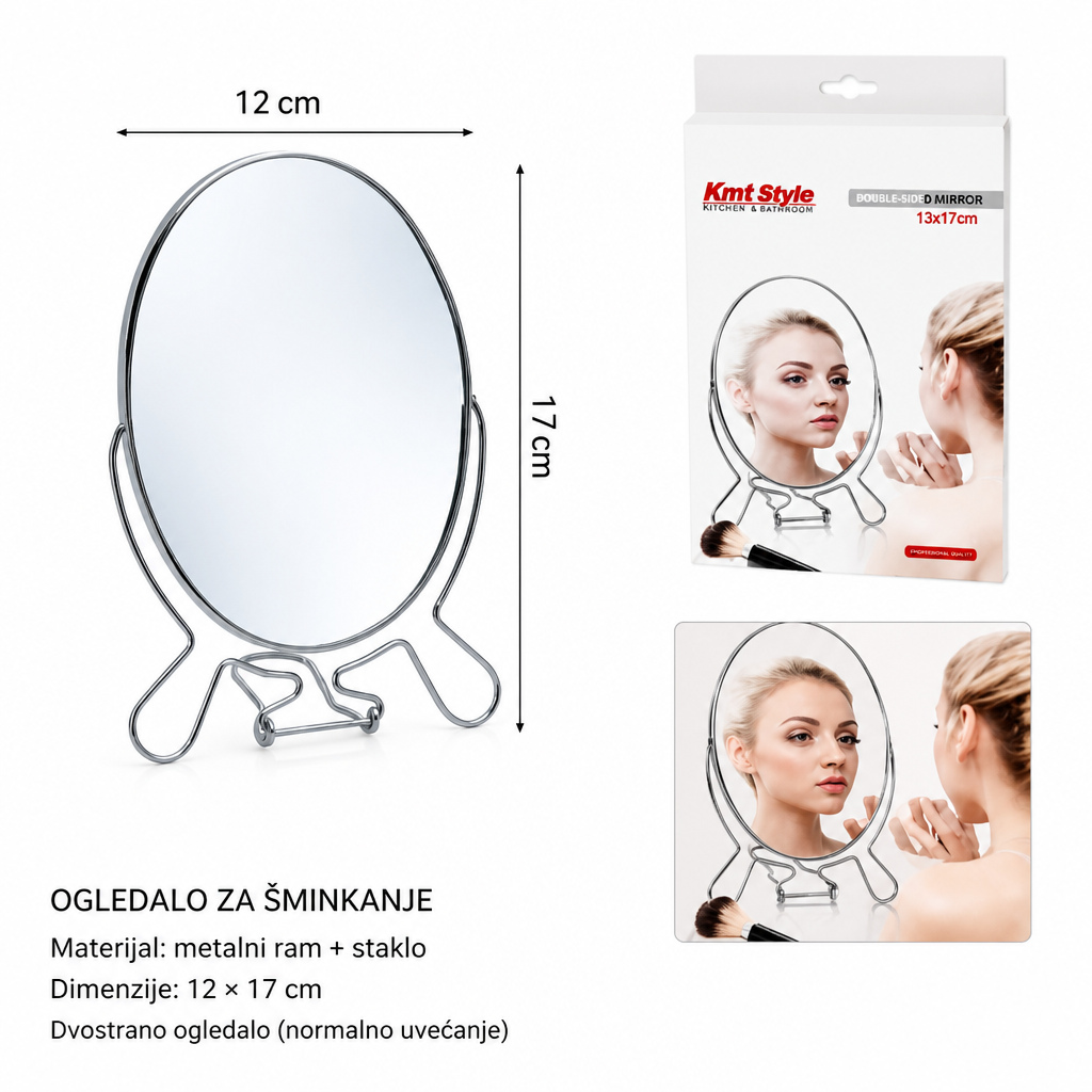KMT Ovalni metalni okvir sa dvostrukim ogledalom 2802683