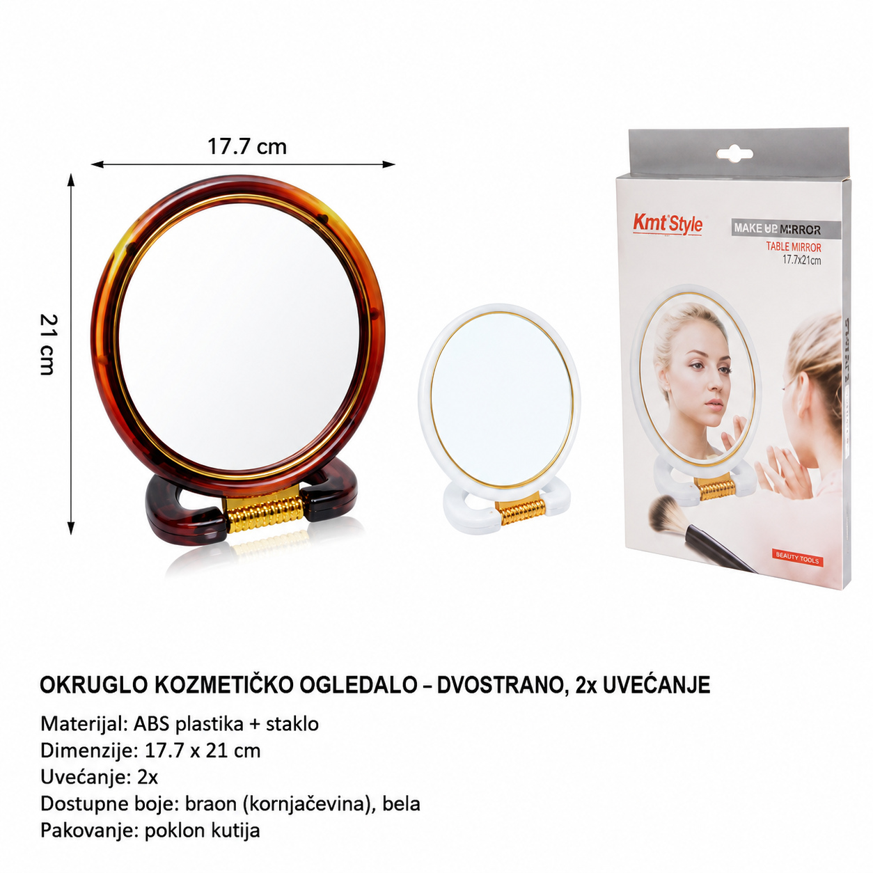 KMT Dvostrano ogledalo okruglog plastičnog okvira 2802686