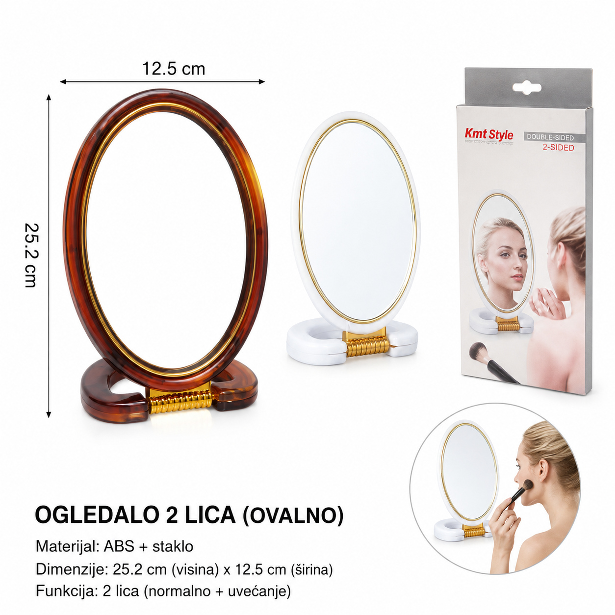 KMT Dvostrano ogledalo ovalnog plastičnog okvira 2802688