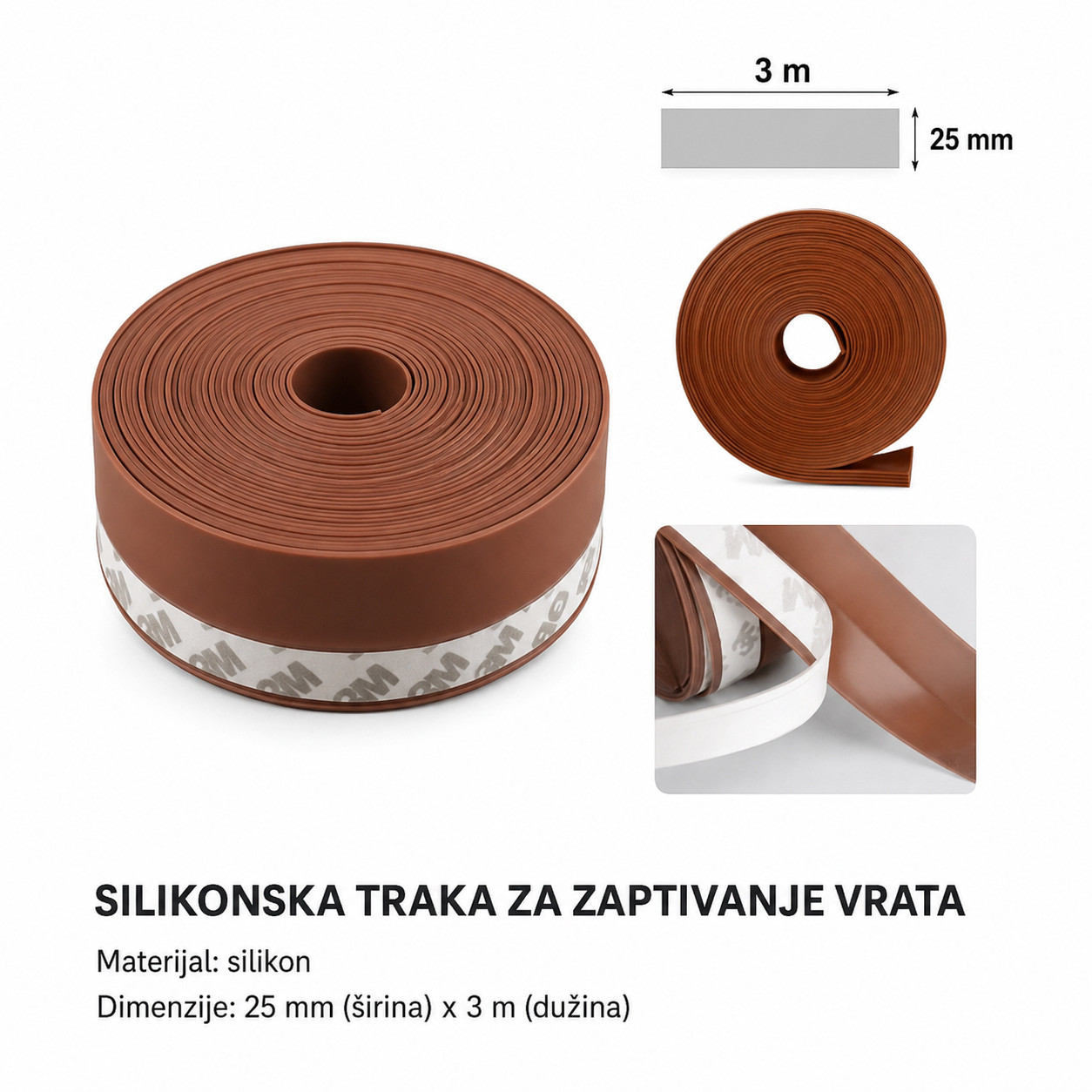 KMT Silikonske zaptivke za vrata i prozore braon 2901552