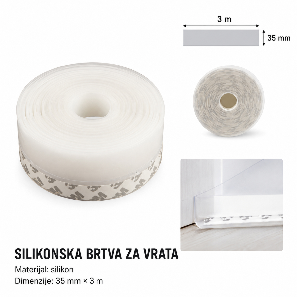 KMT Silikonske zaptivke za vrata i prozore providne boje 2901553