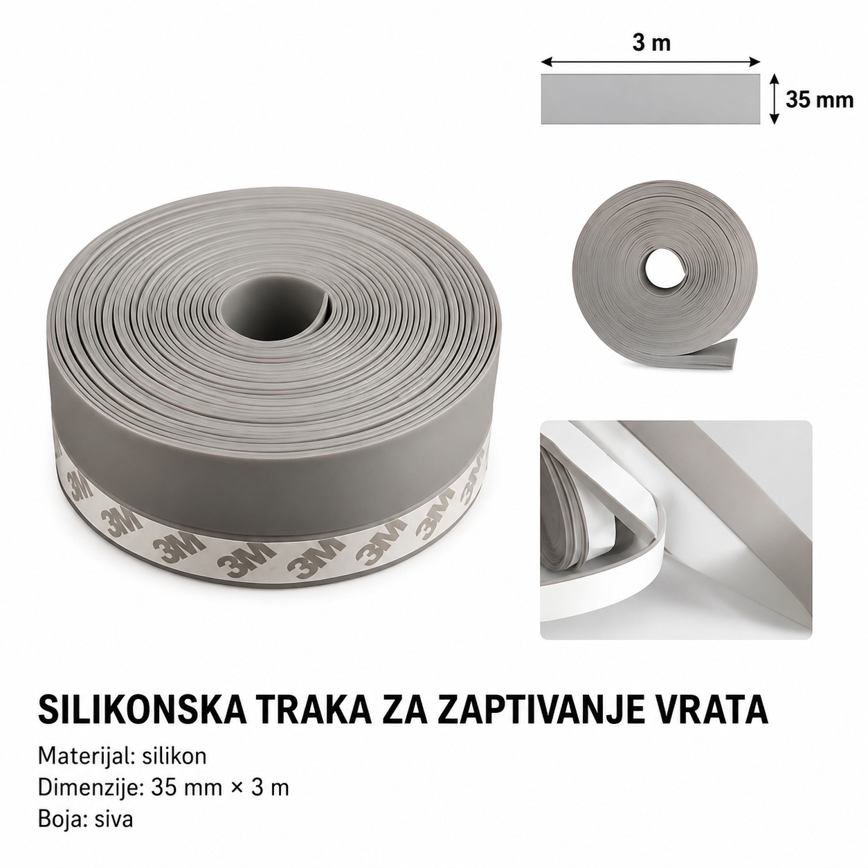 KMT Silikonske zaptivke za vrata i prozore sive 2901555