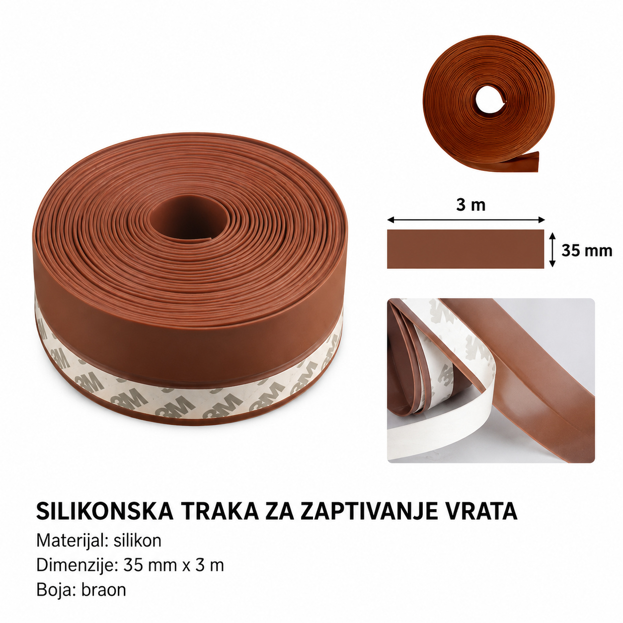 KMT Silikonske zaptivke za vrata i prozore braon 2901556