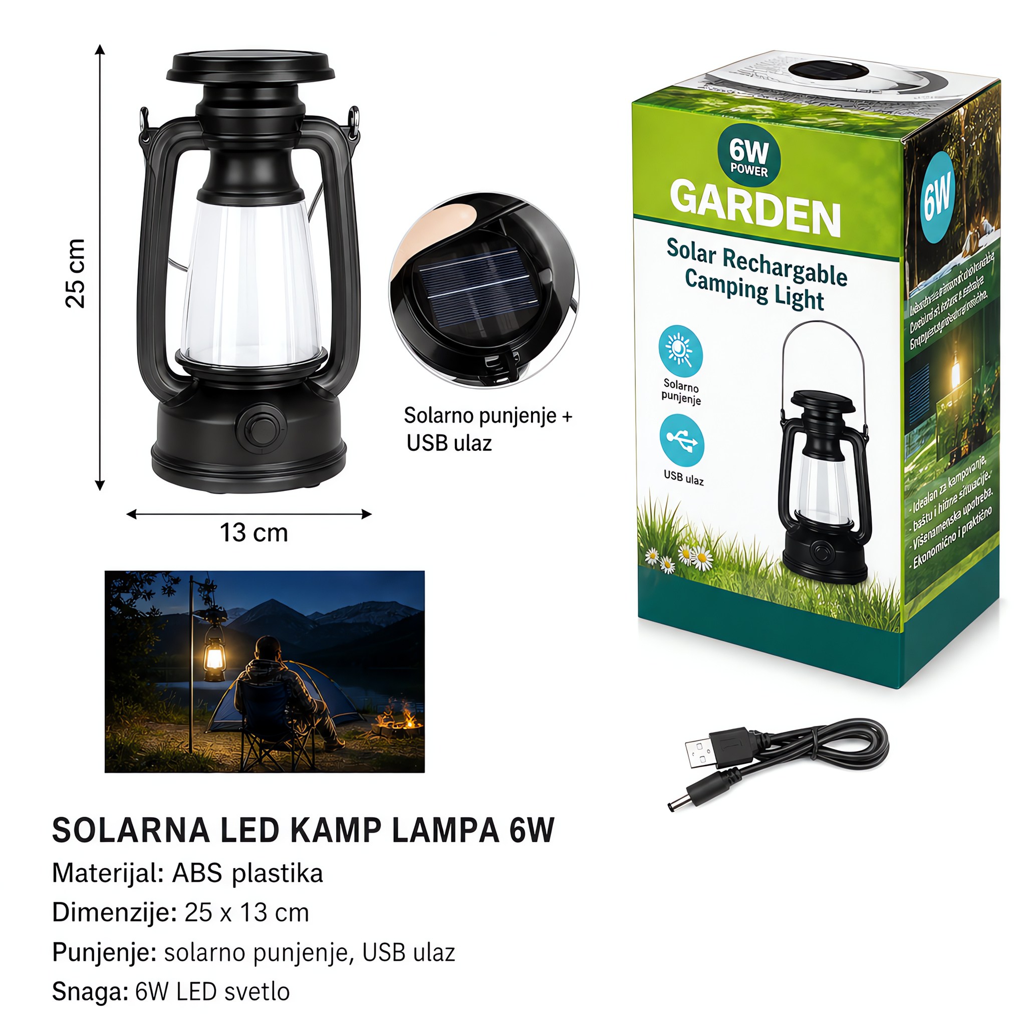 KMT Gradijentna retro lampa (velike veličine) solarni + punjivi model 2904302