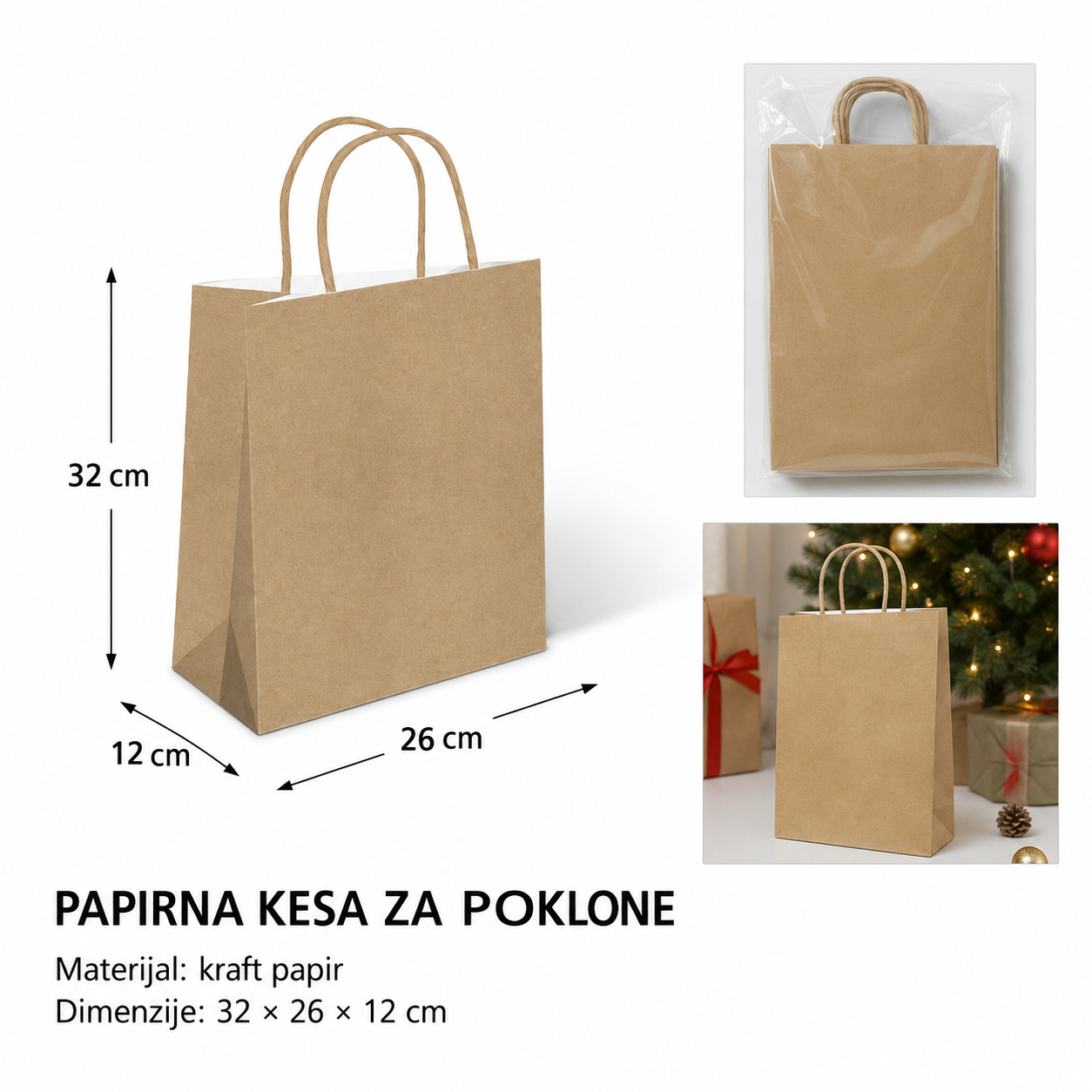 KMT kraft papir (prirodna boja) 32*26*12CM 293523